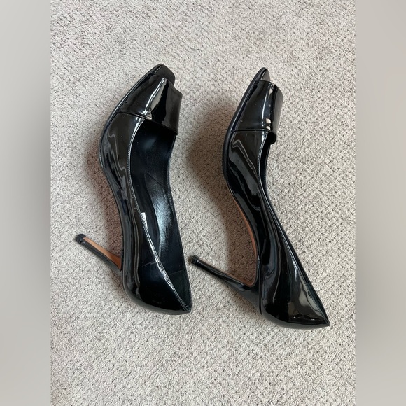 Charles David Women’s 8.5 Black Patent Leather Open Toe 3.5” High Heel Pump Shoe - Picture 5 of 13
